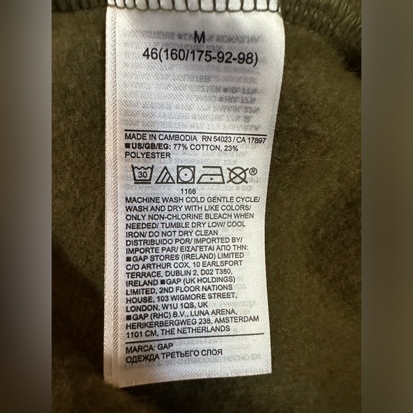 GAP army green button-up cardigan sweatshirt. PTP 23 - Picture 5 of 5